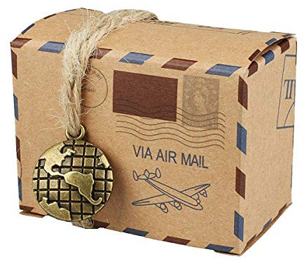 100 Sets Mini-Koffer, Bonbonschachteln, Gastgeschenke, Bonbonschachteln, Vintage-Kraftpapier-Geschenktüten für Reisen, Mottoparty, Hochzeit, Geburtstag, Brautparty, Babyparty