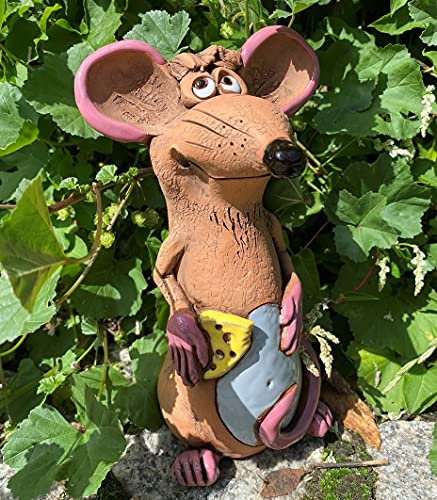 Rostalgie Keramik Ratte Risotto 23x12cm Tierfigur Töpferfigur Handarbeit Deko Garten