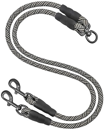 Mycicy Double Dog Leash Coupler Heavy Duty Extension Rope for Two Large Dog