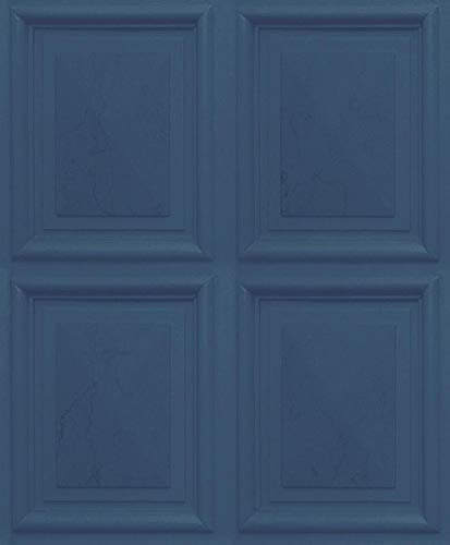 Wood Effect Panel Wallpaper Dark Blue Embossed Luxury Vinyl Paste The Wall