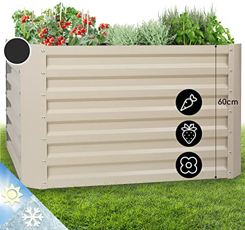 blumfeldt Fioriera da Esterno, Orto Verticale Rialzato da Esterno per Balcone e Giardino, Mini Orto Rialzato per Piantine, Giardino Verticale da Esterno, Impermeabile 600L, 100 x 60 x 100cm (Beige)