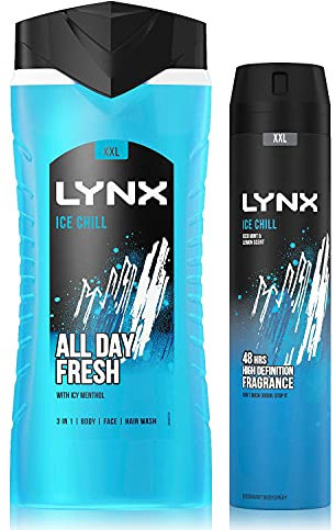 Lynx 12 Hour Refreshing Ice Chill Shower Gel, 500 with Lynx 48 Hour Ice Chill Body Spray 250ml Leaving you smelling great, Dermatologically Tested, Keep Smelling Irresistible!