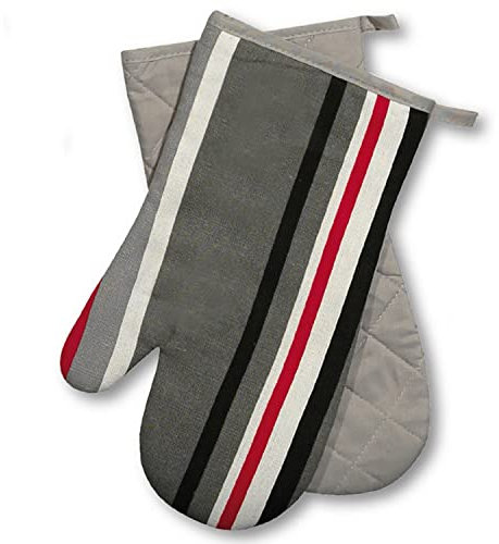 Ofenhandschuhe Kitchen, gestreift, grau, 1 Paar, PSA-Kategorie II bis 250°C hitzebeständig, geprüftes und zertifiziertes Produkt
