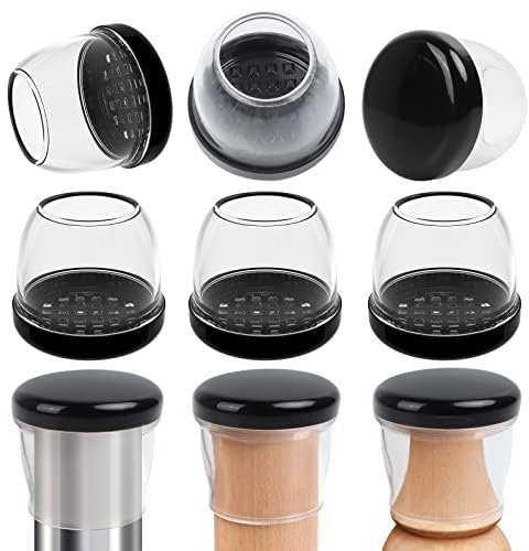 RCHYFEED 24 Protectores Patas Sillas Muebles para Alfombra y Piso, Silicona Tapas Deslizantes para Patas de Sillas con Almohadillas de Teflón,30-40mm Planeadores de Teflón para Patas de Mesa Sofa