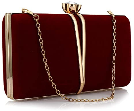 Gelory Clutch-Taschen für Damen: Vintage-Abendtasche, Diamant-Handtasche, Veloursleder, Samt, Geldbörse, Clutch, Geldbörse mit abnehmbarer Kette, für Hochzeit, Braut, Abschlussball, Cocktail-Party