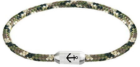 Paris Montana Schmales Dünnes Filigranes Original Anker Segeltau Armband Unisex Geflochten Gravur Handmade Hochwertiger Magnetverschluss Durchmesser Ø 4mm (Camouflage, 21)