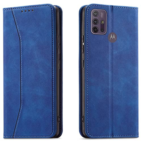 OKZone Kompatibel mit Motorola Moto G30 / G20 / G10 Hülle, Magnet Leder Tasche Handyhülle, Kartenfächer Schutzhülle, [Premium PU Leder] Flip Klappbare Magnetische Standfunktion (Blau)