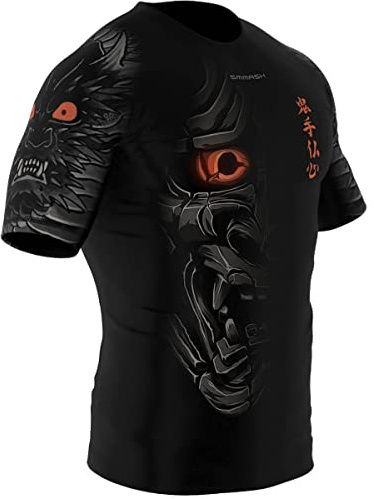 SMMASH Men's Short Sleeve Rashguard, Functional Shirt MMA BJJ Kickboxing Thai Boxing Cross-Training Fitness, Breathable T-Shirt, Professional Sportswear for Men with Silver Ion Fibres