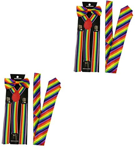 GALPADA 6 STK LGBT Regenbogen Hosenträger Regenbogen Gestreifte Krawatte LGBT-stolz-Fliege Herren Regenbogen Fliege Latzhose Für Herren Männer Und Frauen Hosenträger Eingestellt Gemütlich