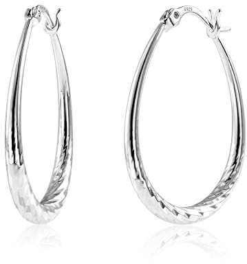 Sterling Silber 925 Creolen Ohrringe, Silber Creolen Ovale Damen, Twist Große Creolen Ohrringe, Persönlichkeit Mode Leichte Tropfen Creolen Große Hypoallergene Silber Creolen Ohrringe für Damen Frauen