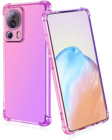 BORYA Silicone Cover per Xiaomi 13 Lite 5G, Trasparente Ultra Sottile Antiurto Morbida Setoso TPU Bumper Custodia, Elegante Colorato Gradiente Antigraffio Case, Rosa/Viola