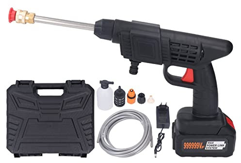 Focket Idropulitrice a Batteria, Idropulitrice Portatile Portatile da 90 Bar, Idropulitrice a Batteria con 2 Ugelli, Batteria, per Auto, Recinzione, Pulizia del Pavimento e Irrigazione