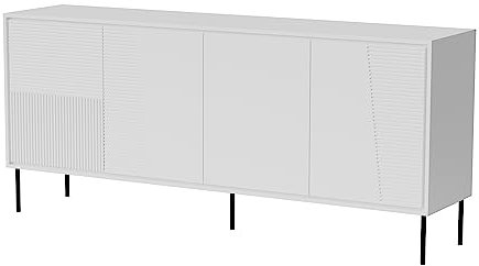 Homlando Kommode ABUDABI 200 cm Sideboard mit 4 Türen - Highboard - Moderner Kommode für das Schlafzimmer oder Wohnzimmer (Weiß Matt)