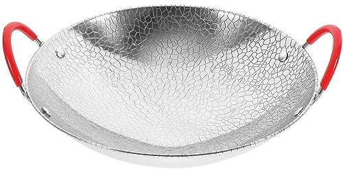 UPKOCH Sartén De Acero Al Carbono Sartén Parrilla Plana Sartén Inoxidable Wok Asiático Wok De Cocina Sartén De Restaurante Olla De Acero Fondue Estufa De Alcohol Familiar Acero Inoxidable