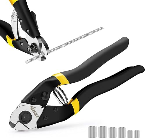 DISEN Wire Cutters Heavy Duty Cutting Up to 3/16, Metal Cable Cutters for Fence Thick Wire, Safety Lock, Spring Loaded, Non-slip Matte Handle, Chrome Vanadium Steel Jaw
