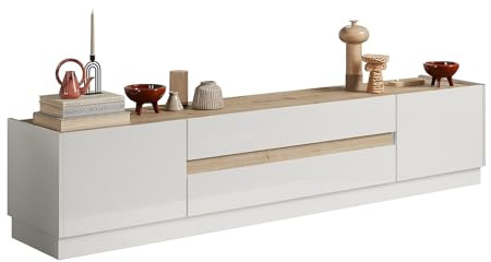 Calicosy TV-Möbel, 2 Schubladen und 2 Türen, italienische Fassung, Spanplatten, moderner Stil,
