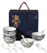 Set of 6 Ceramic Bowls with 6 Spoons – 300ml Japanese Style Floral Dishes for Ramen, Pasta, Cereal, Snacks, Dessert – Gift Boxed – Microwave & Dishwasher Safe