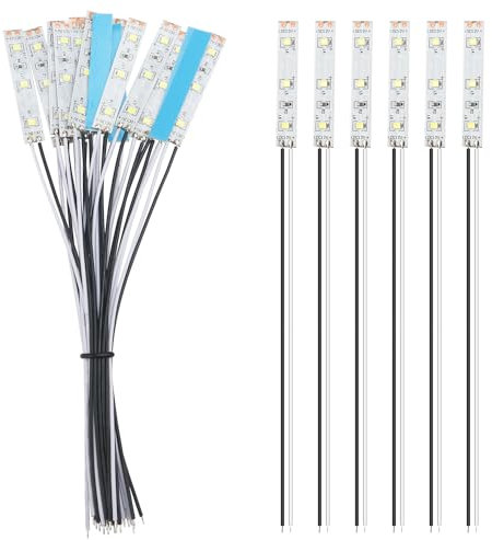 YIXISI 15 Stücke 50mm VorDrahtete LED Streifen, 2335 SMD LED, 12-18V LED Streifen, Modellbau Led Beleuchtung, Weiß