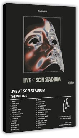 AmAzwi The Poster Weeknd Live at SoFi Stadion Musikalbum Cover Poster Leinwand Poster Wandkunst Dekor Druck Bild Gemälde für Wohnzimmer Schlafzimmer Dekoration Rahmen: 60 x 90 cm