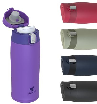 AORIN Trinkflasche Edelstahl 18/8, 350ml - Auslaufsicher Thermoskanne mit 2 Deckel, BPA-Frei Sportflasche, Trinkflasche Kinder Edelstahl für Sport, Schule, Outdoor