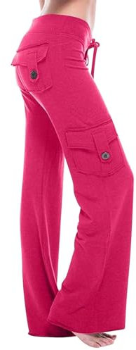 Jeans Pantaloni Cargo A Vita Bassa Da Donna, A Gamba Larga Pantaloni Larghi Bambina 10 Anni Jeans Strappati Femmina Pantaloni Donna Eleganti Vita Alta Stretti Pantaloni Donna A Palazzo Fucsia