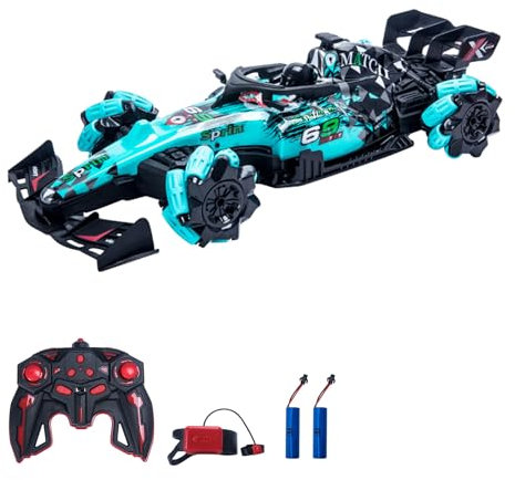 Goolsky Fernbedienung Spray Car Fernbedienung Stunt Car 2,4 GHz mit Funktion 360° Rotation Demonstration automatisch Side Drift Dual Control Mode 1/14 Fernbedienung Spray Stunt Car