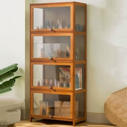 YQMHEZ Vitrine for Figuren und Kuriositätensammlung mit 1 bis 3 Etagen, Acryl-Schranktür, transparent und staubdicht auf drei Seiten, stark tragend, schwebende transparente Tür mit Klappdeckel ( Color