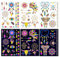Neon Temporäre Tattoos, 3 Blätter Leucht Tattoos Unter Neon UV Schwarzlicht (29 Muster), Tattoos Erwachsene Wasserfeste, UV Körper & Gesicht Klebetattoos für Festival & Partys, Leuchtende Party Deko