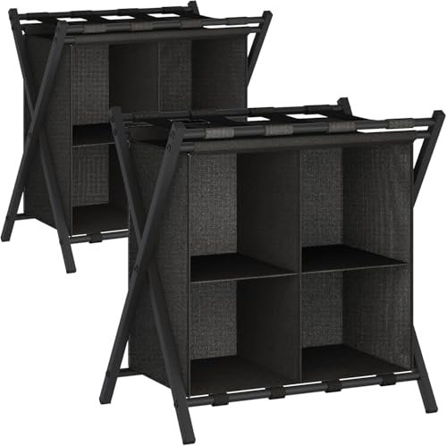 Lot de 2 porte-bagages avec rangement, supports de valises pliables pour chambre d'amis, chambre à coucher, hôtel, jusqu'à 54,4 kg, noir
