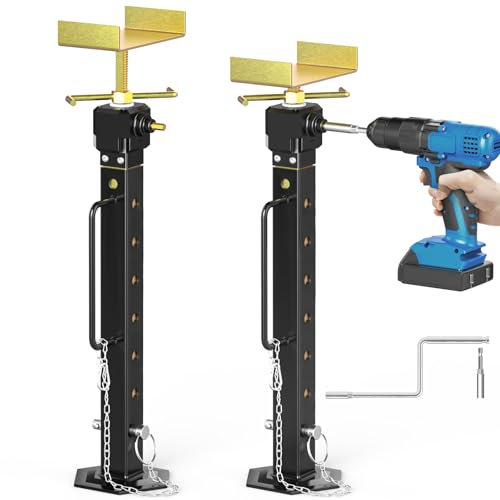 2024 Aggiornato RV Slide Out Supporta Jack Stabilizzatori (Trapano Elettrico Regolare) 16-36 Regolabile Camper Supporto Jacks, Travel Stabilizer Jacks Stand, Supporta fino a 2,3 kg, Alluminio Gear