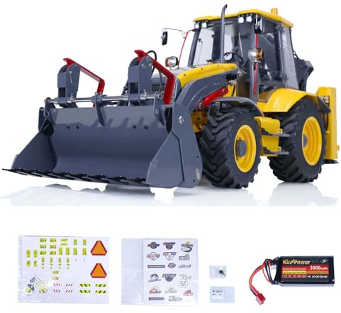 wheelfun LESU 1/14 RC Backhoe Loader Metal Hydraulic AOUE BL71 2 in 1 Electric Excavator Light Sound System Motor Servo ESC Hooby Grade Model