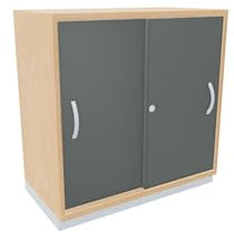 Geramöbel Schiebetürenschrank, 1 Dekor-Einlegeboden, abschließbar, 800x425x768, Onyx/Buche
