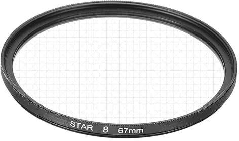 Sourcing Map 67mm Star Lens Filter, 8-Point Starburst Effect for Night Scenery, Glassworks & Metalworks Photography, Black, Optical Glass & Aluminium