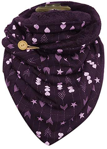 Zkydhbd Damen Winterschal Mit Plüschfutter Herz Stern Druck Knopfschal Halswärmer