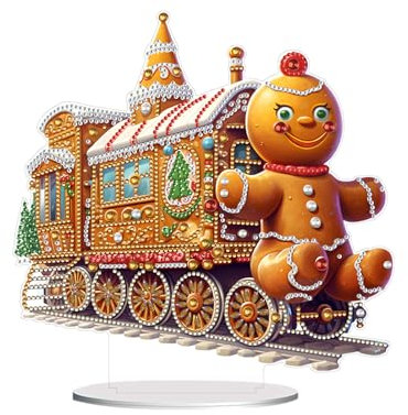 Awesocrafts Diamond Art Tischdeko Zug 5D Diamantmalerei Tischdekorationen Spezielle Form Kristallkunst Weihnachten Desktop Dekor (Zug)