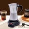 WindWilder 300ML Elektrischer Espresso Kocher mit Basis Für 6 Espressotassen, 480W Elektrische Mokka Topf 360° Rotatable Kaffeemaschinen für das Büro und zu Hause (Silbergrau)