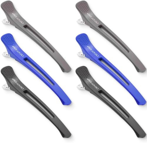 6Pcs Pinces à Cheveux,Pince Cheveux Coiffeur, Pince Crocodile Cheveux Professionnelles,Pince Plate Cheveux Antidérapantes,pour la Coupe de Style, Salon et Maison