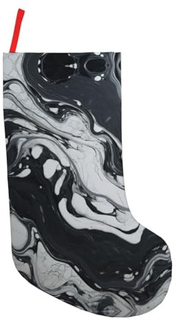 Schwarz-weißer Marmordruck, Weihnachtsstrumpf, voller Weihnachtsgeist, Weihnachtsbaumdekoration, Weihnachtsgeschenk, Partygeschenk