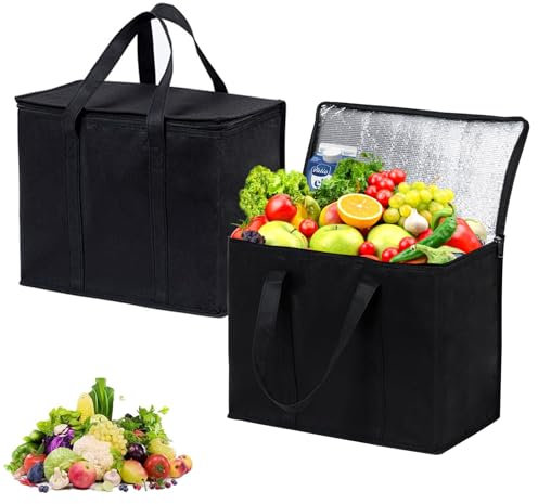 UEPOA 2 Stück Kühltasche Faltbar, 18L Thermotasche für Essen Tragbare Lunchtasche Isoliert Wiederverwendbare Gefriertasche Picknicktasche für Outdoor Reisen BBQ Camping