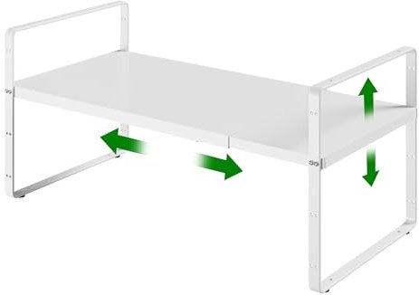 LOCVCDA Erweiterbares Schrank-Organizer, Regal, höhenverstellbar, Organizer für Küchenschrank, Gewürzregal, Spind, Speisekammer, Schrank, unter der Spüle, Arbeitsplatte, Schreibtisch-Organisation