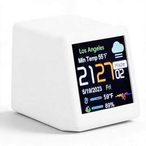 WiFi Uhr Mit LCD Display, Programmierbare Digitaluhr Für Aktien & Krypto Ticker, Mit Kalender, Temperatur, Wettervorhersage, Heimbüro Schreibtisch Dekoration