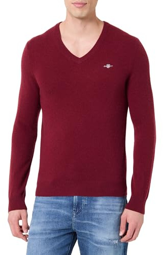 Gant Herren Extrafine Lambswool V-Neck Pullover, Plumped Red, M EU