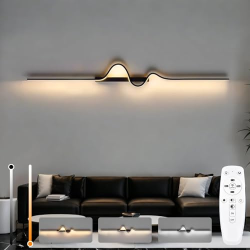 niuniaj LED Wandlampe innen 20W 2000LM Wandleuchte Dimmbare 120CM Longue | Wandbeleuchtung mit Fernbedienung,10%-100%,3000K-6000K, für Schlafzimmer Korridor Wohnzimmer Treppe Kinderzimmer Büro Küche