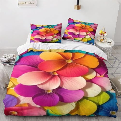 Zbeiba Blumes 3D Bedding Set Single Duvet Cover Sets Soft Printed Bedding Set Microfiber Duvet Covers with 2 Pillowcases,#2,For Kids Boys girs Teen Men