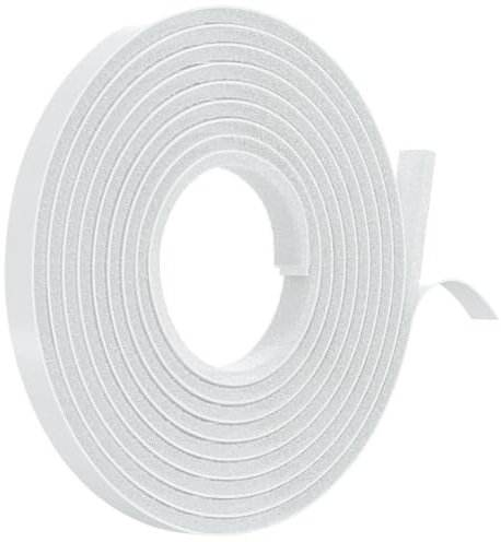GTSE 5mm x 9mm Thick x 4.9m Draft Excluder, White Self-Adhesive Window Draught Seal Air Stopper Strip, for Windows, Sliding Doors, External Doors, Brush Weather Stripping