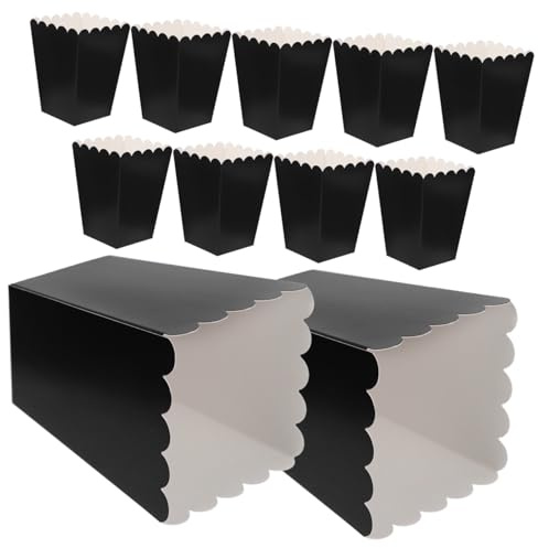 Angoily 50 Stück Popcorn Boxen aus Papier Fettabweisend Schwarze Snackbehälter für Popcorn Süßigkeiten Kekse für Partys Hochzeiten Candy Bar und Snackverpackung
