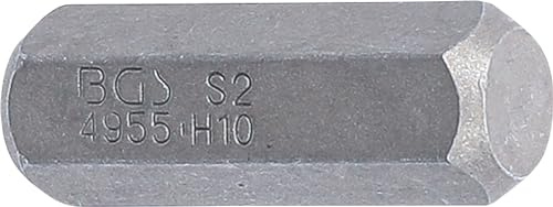 BGS 4955 | Bit | Außensechskant 10 mm (3/8) | Innensechskant 10 mm | Länge 30 mm | Chrom-Vanadium-Stahl (S2)