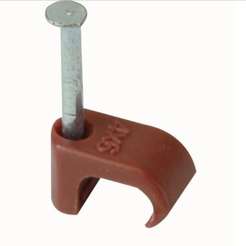 Cable-Core Cable clips Brown 100 Pack for 6-7mm coaxial cable