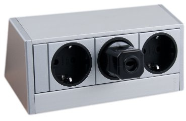 Schulte 159800006600 Evoline R-Dock, 3 x VDE Steckdosen Aluminium