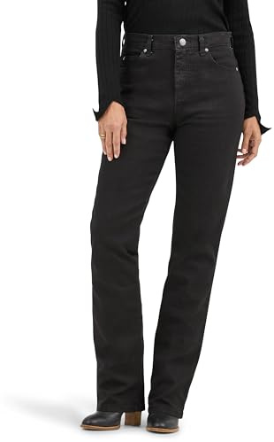 Lee Women's Plus Size Instantly Slims Classic Relaxed Fit Monroe Straight Leg Jean, Black, 18 Plus